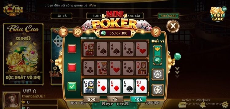 Mẹo chơi Mini Poker Iwin - chọn mức cược cao và chuyên nhất