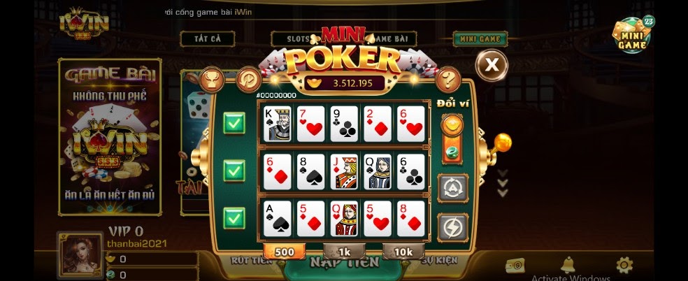 Mini Poker Iwin - Game bài Poker gây sốt toàn thế giới