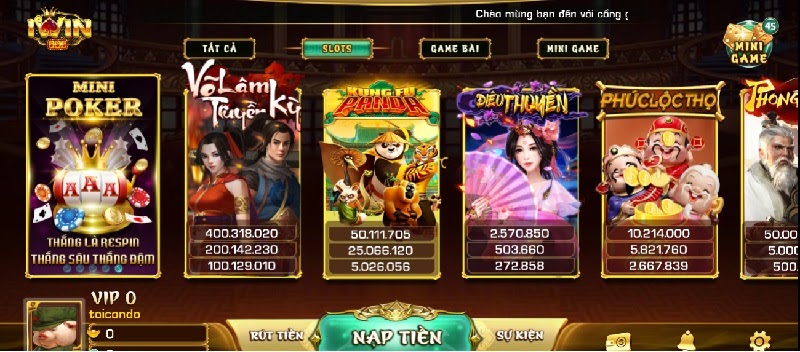 Tựa game slots đa dạng tại cổng game đổi thưởng uy tín Iwin